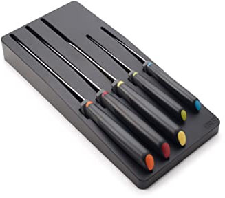 Joseph Joseph Elevate Knives Store 5-teiliges Messer-Set mit Schubladen-Aufbewahrungseinlage, Black
