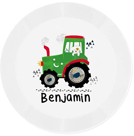Personalised Children's Plastic Plate Drop Proof - Tractor