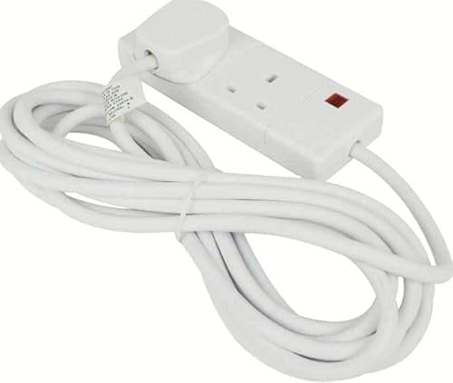 Mr. Gadget's Solutions 2 Way/Gang 6M Long Lead UK Plug Extension Cable Socket White