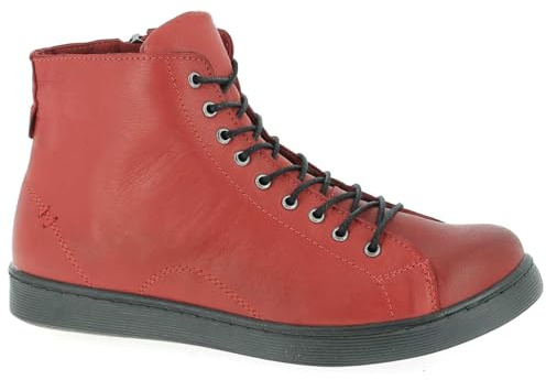 Andrea Conti Damen High Top Sneaker Schnürer Leder dynamisch 0341500, Chili Schwarz,38 EU
