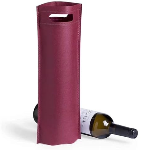 VINAK Pack de 10 | 50 | 100 | 200 Bolsas de Botella de Vino o Champagne en Tela no Tejida (Non-Woven) termosellado de Alta Resistencia con asa | Bolsas perfectas para Regalo