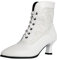 COOLCEPT Donna Vintage Victorian Stivali Cordoncino Polacchine Almond Toe White Numero 39