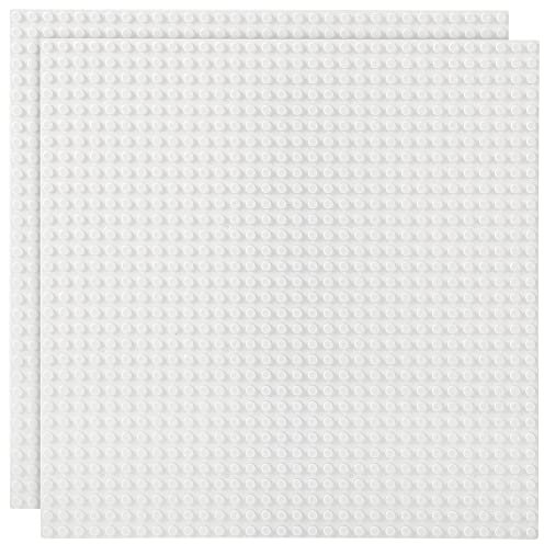 Etarnfly 2 Pack Classic Base Plates,25.5 x 25.5 cm Building Board Baseplates 100% Compatible with All Major Brands,White