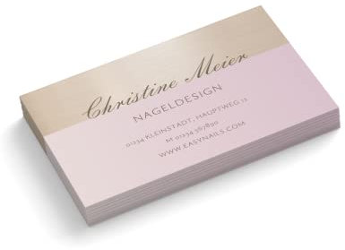 Visitenkarten personalisiert | Nageldesign | 1-seitig | Querformat | Menge + Farbe + Papier zur Auswahl | selbst gestalten | hochwertiger Druck | 350 g Qualitätsdruck (Rosa, 100 Stück)