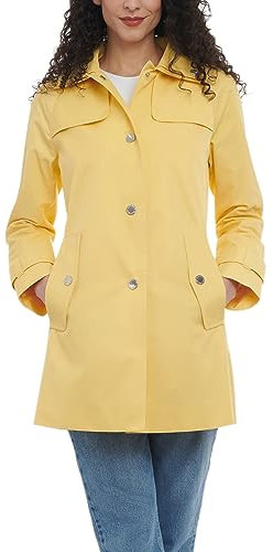 LONDON FOG Damen Doppelkragen Regenmantel, Ananas, S