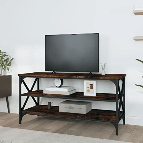 Tidyard Console TV de Style Industriel en Chêne fumé Marron 100x40x50 cm