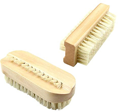Nagelbürste Holz mit Naturborsten 2 Stück Handbürste Nagelbürste Nail Brush Fingerbürste Reinigung als Handwaschbürste Handwerkerbürste
