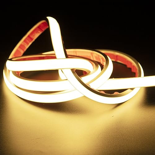 pcning 3M Tira Luz LED 220V Adhesiva sin Transformador con Enchufe, 3 Metros COB Flexible Strip Light 3000K Blanco Calido IP67 Impermeable Tiras (Blanco Calido, 3)