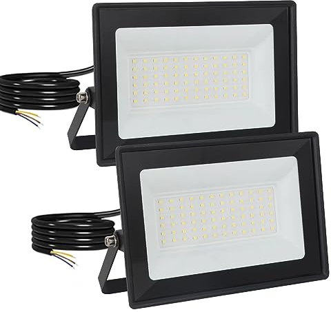 FUPE 2 Stück LED Strahler Außen,50W LED Fluter IP65 Wasserdichte, 72 leds 5000LM Außenstrahler 6500K Kaltweißes Licht Ideale Aussenleuchte für Garten, Innenhöfe