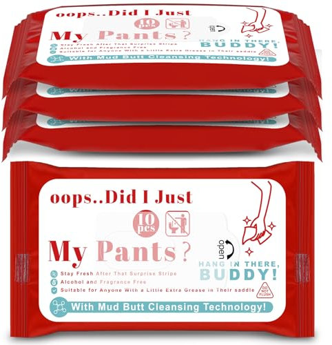 Timgle Funny Butt Wipes 4 Pack, 40 Wipes Christmas Novelty Wet Wipes for Friends Did I Just My Pants Wipes Disposable Moist Towelettes for Friends or Family Alcohol Free