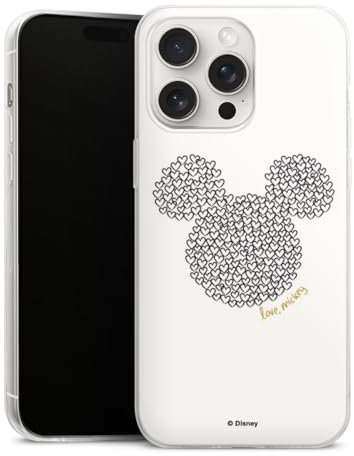Coque Slim Compatible avec Apple iPhone 15 Pro Max Etui Silicone Ultra Fine Coque en Silicone Ultra Fine Mickey Disney C½ur