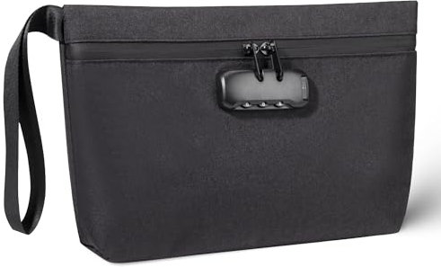Smell Proof Bag Waterproof Odor Proof Stash Container Box with Combination Lock for Travel Home Office File Cash Storage Valuables, Black