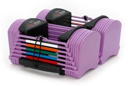 PowerBlock Sport 24 verstellbare Hanteln, paarweise verkauft, 1,4-10,9 kg Hanteln, langlebige Stahlkonstruktion, innovative Trainingsgeräte zu Hause, All-in-One-Übungshanteln, Krafttraining, Lavendel
