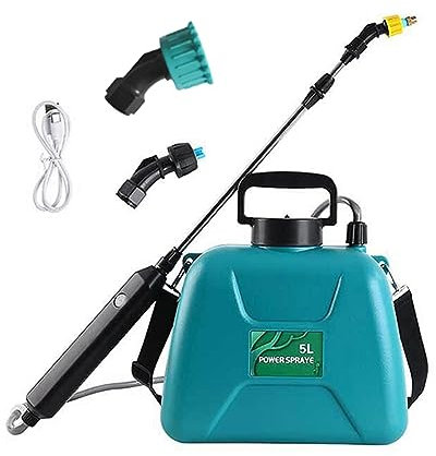 Closer Pulverizador eléctrico de 5 litros, atomización automática, para plantas, jardinería, riego, tipo hombro, regadera duradera, color verde