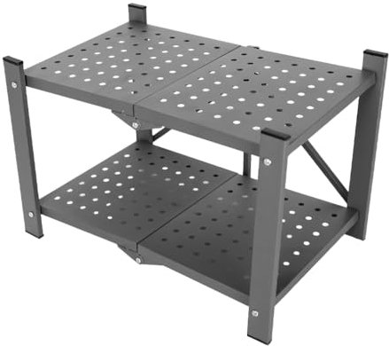 Hershii Schwerlastregal Metallböden Klappbares Küchenregal Standregale für Garage, Küche, Büro, Bücherzimmer, Ecke Organizer-Regal (Dunkelgrau, 42 x 26 x 27 cm)