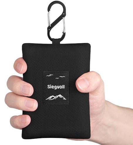 Siegvoll Picknickdecke mit praktischem Karabiner Ultraleicht ultradünne tragbare Stranddecke, Outdoor Decke für Strand, Picknick, Camping und Wandern 140 x 200 cm (Grau)