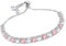 J.Fée Silver Plated Bracelets for Womens Tennis Bracelet with 4MM Pink and White Crystal Adjustable Jewellery with Box,Birthday Gifts For Women Mothers Day Gifts For Mum