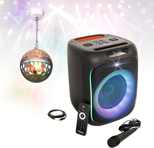 Ibiza - Pack Enceinte Karaoké Autonome Bluetooth Lumineux CUBE180 180W SD USB 1 Micro - Jeu Lumière Astro-ball8 - Cadeau Enfant Anniversaire
