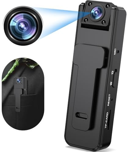 Onherm Mini Kamera mit Aufzeichnung und Video, 1080P HD Bodycam Versteckte Kamera Tragbare Kleine mit Nachtsicht Überwachungskamera für Home Office Geschäftstreffen, 180° Einstellen der Linse