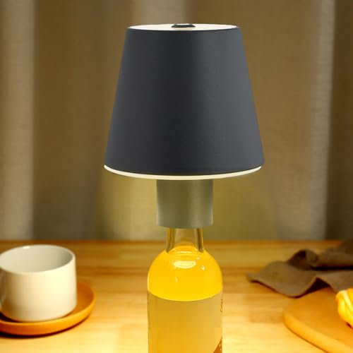 Generico Lampada da Tappo per Bottiglia, lampada da scrivania LED, lampada da tavolo con controllo tattile della luce della bottiglia di vino dimmerabile a 3 colori per la decorazione del bar di casa