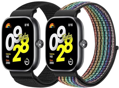 WNIPH 2 Piezas Correas de Reloj Compatibles con Xiaomi Redmi Watch 5/4/Xiaomi Smart Band 8 Pro/9 Pro,Correa de Repuesto de Nailon Continuo Suave,Cómoda y Transpirable para Hombres y Mujeres