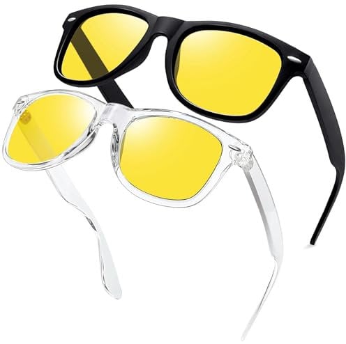 Joopin Transparent Night Driving Glasses, Trendy Night Vision Shades for Women Men, Vintage Anti Glare Yellow Lens Sunglasses UV400 Protection