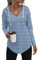 Cuptacc Damen Strickpullover Hoodie Sweatshirt Damen Langarmshirt Hoodies Pullover Sweatshirt Weiße Blau Streifen M