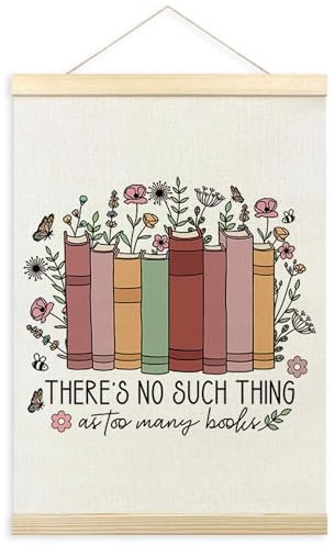 TLESKE Bookish Reading Nook Eckposter-Aufhängerrahmen, Bücher, Blumenblumen, hängende Wandkunst, Raumdekoration für Klassenzimmer, Lesezimmer, Buchgeschenke für Buchliebhaber, Drucke, Bild, Kunstwerk,