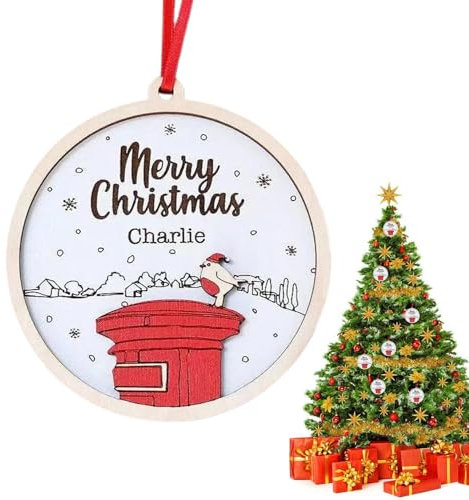 Cartello natalizio con scritta Merry Christmas, robusto ornamento natalizio con immagine rossa per cassetta postale | cartello natalizio creativo in legno decorativo per casa e ufficio