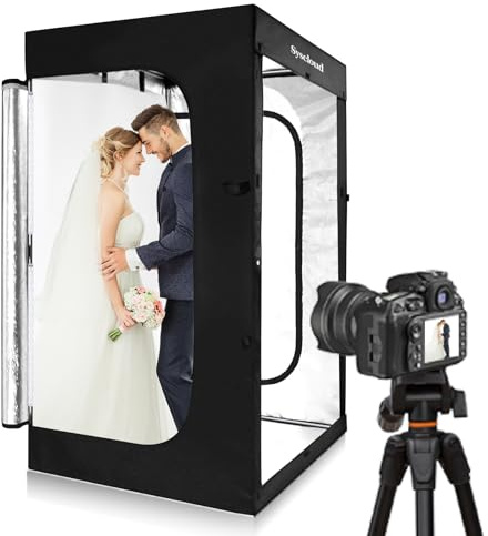 SYSCLOUD Photo Studio Light Box, 47x39x78 Professional Dimmable Shooting Tent Kit with 640 LEDs Lights & 3 Kinds Double-Sided Color Backgrounds for Large Product Photography
