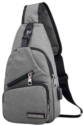 AfitLulu Umhängetasche Herren 4 Taschen Sling Bag Herren Brusttasche Herren Leicht Crossbody Bag Herren Wasserdicht Schultertasche Herren mit Verstellbarer Schultergurt (Grau)