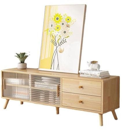 HHCTEBEC TV Stand for Living Room, Modern Entertainment Center for 32-65 inch TV with Sliding Doors and Drawers TV & Media Consol for Bedroom, Office,A,120cm
