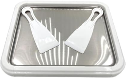 Ioensy Ice Cream Maker Pan Ice Cream Cold Plate Summer with 2 Scrapers, Multifunctional Instant Cold Plate Yogurt Maker Tray, white