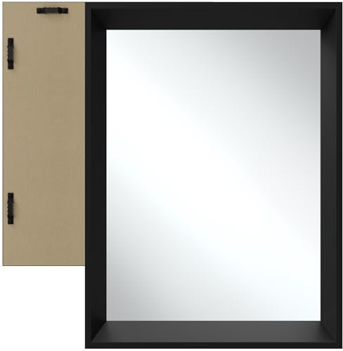 tectake® großer Spiegel, Spiegel Wand schwarz, Wandspiegel groß mit Rahmen als Spiegel Badezimmer, Wohnzimmer, Schlafzimmer Deko, Spiegel Flur, Badspiegel, Wohnung - 50 x 70 cm