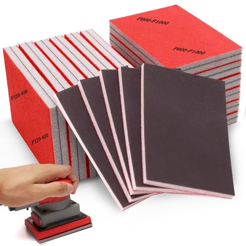 24 Stück Schleifschwämme, Flexibles Nass-Trocken-Schleifpapier 180-3000 Körnung Weiches Schleifpads Handschleifblöcke für Holz Trockenbau Metall Farbe Autokarosseriereparatur