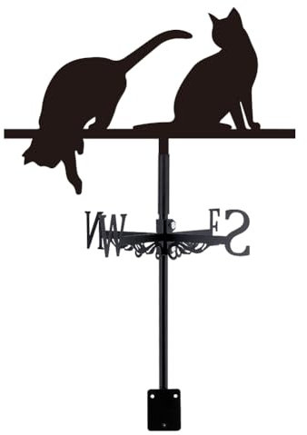 SUPERDANT Girouette de Jardin Exterieur de Chat pour Toit Girouettes Indicateur de Direction du Vent Noir Décoration de Jardin Deco Jardin Exterieur