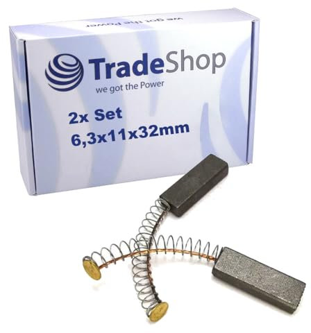 2x Trade-Shop Universal Motorkohlen Kohlebürsten Schleifkohlen 6,3 x 11 x 32mm kompatibel mit Miele, kompatibel mit Numatic Staubsauger etc.