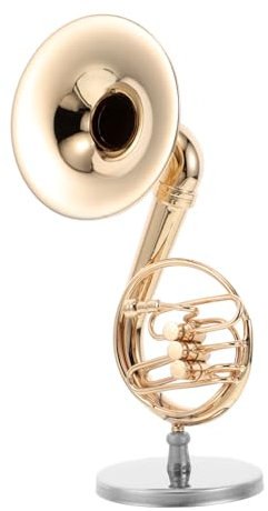 Toddmomy Miniaturmodell Französisches Horn Aus Messing Musikinstrument Ornament Mit Stand Für Puppenhaus-Dekoration Für Musikliebhaber Und Sammler