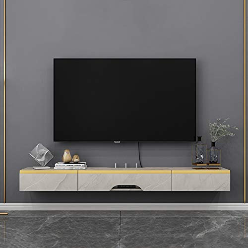 Wall Mounted WiFi Router Box & TV Cabinet Floating Shelf for Storage Photo Frames and Corner TV Display Stylish Grey Wall Shelf Solution