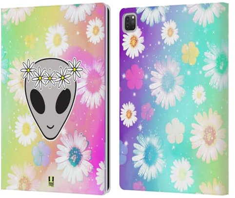Head Case Designs Bandeau Floral Aliens Étui Portefeuille en Cuir Compatible avec Apple iPad Pro 12.9 2020/2021/2022