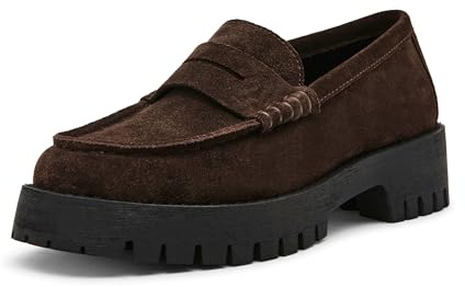 Steve Madden Women's Langsten Loafer, Brown Suede, 5