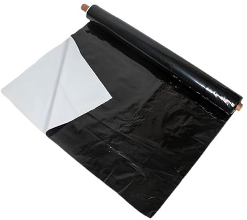 Black And White Film, 0.12mm Virgin Poly Film Blackout Tarp Green House Poly Film Black White Plastic Sheeting for Greenhouses, Grow Rooms, And DIY Projects(6x6m)