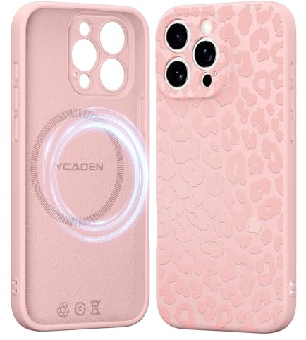 Saqmkil Handyhülle Magnetische für iPhone 13 Pro Max 6,7 Hülle, Aesthetic Muster Leopard Mädchen Case Kompatibel mit MagSafe, Weich Flüssigem Silikon TPU Stoßfeste Kratzfest Schutzhülle Cover, Rosa