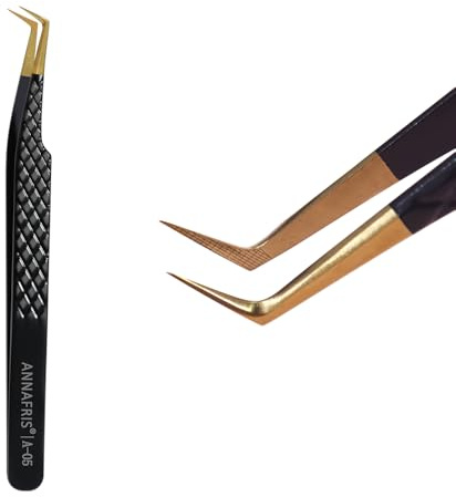 ANNAFRIS Wimpern Pinzette für Lashes Pinzette Wimpernverlängerung Edelstahl Gestreift Präzision Pinzetten(A 05)