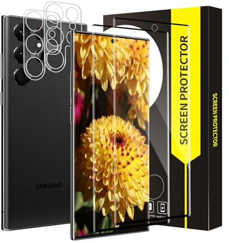 Cable Leader Schutzfolie für Panzerglas für Samsung Galaxy S23 Ultra 5G Schutzglas, 2+2(Displayfolie+Kamera Folie), 9H Härte Kratzfest, Sensible Berührung, HD-Klar Blasenfreie S23 Ultra Displayschutz