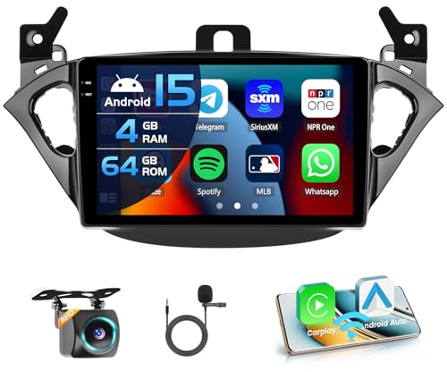 Inefala 4+64G Android 15 Radio para Opel Corsa 2015-2019/Opel Adam 2013-2016 con 9'' In-Cell Pantalla con Wireless Carplay y Android Auto Mirror Link Radio FM/RDS GPS WIFI Bluetooth SWC Cámara Inversa
