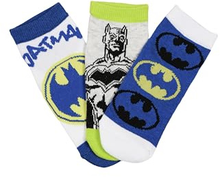 BATMAN Socken für Kinder, Jungen, 3 Paar, Baumwolle, mehrfarbig, Superhelden-Motiv