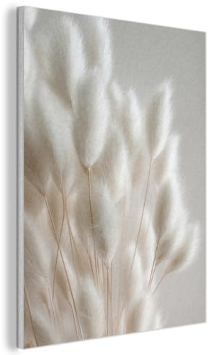 MuchoWow© Filzbilder Wall Art Decoration Bilder für die Wand Schlafzimmer | 70x100 cm - Deko Filz Painting Wanddekoration Wohnzimmer Federn - Beige - Minimalistisch