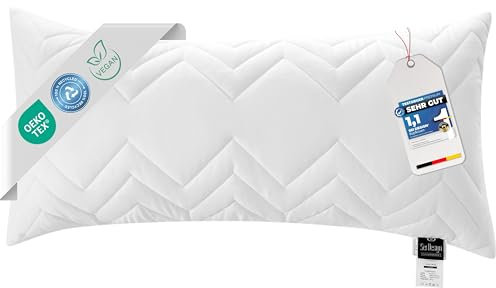 sei Design Kopfkissen 40x80 cm |Schlafkissen gesteppt mit Reißverschluss | Ökotex | waschbar bis 95 Grad, Kochfest | Made in Europa