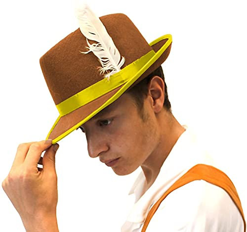 ILOVEFANCYDRESS 6 x Bayernhut für Kostüm, Elfe Tiroler Filz mit weißen Federn und rotem Band, Oktoberfest Bierfestliche Filzhut Rotkehlchen